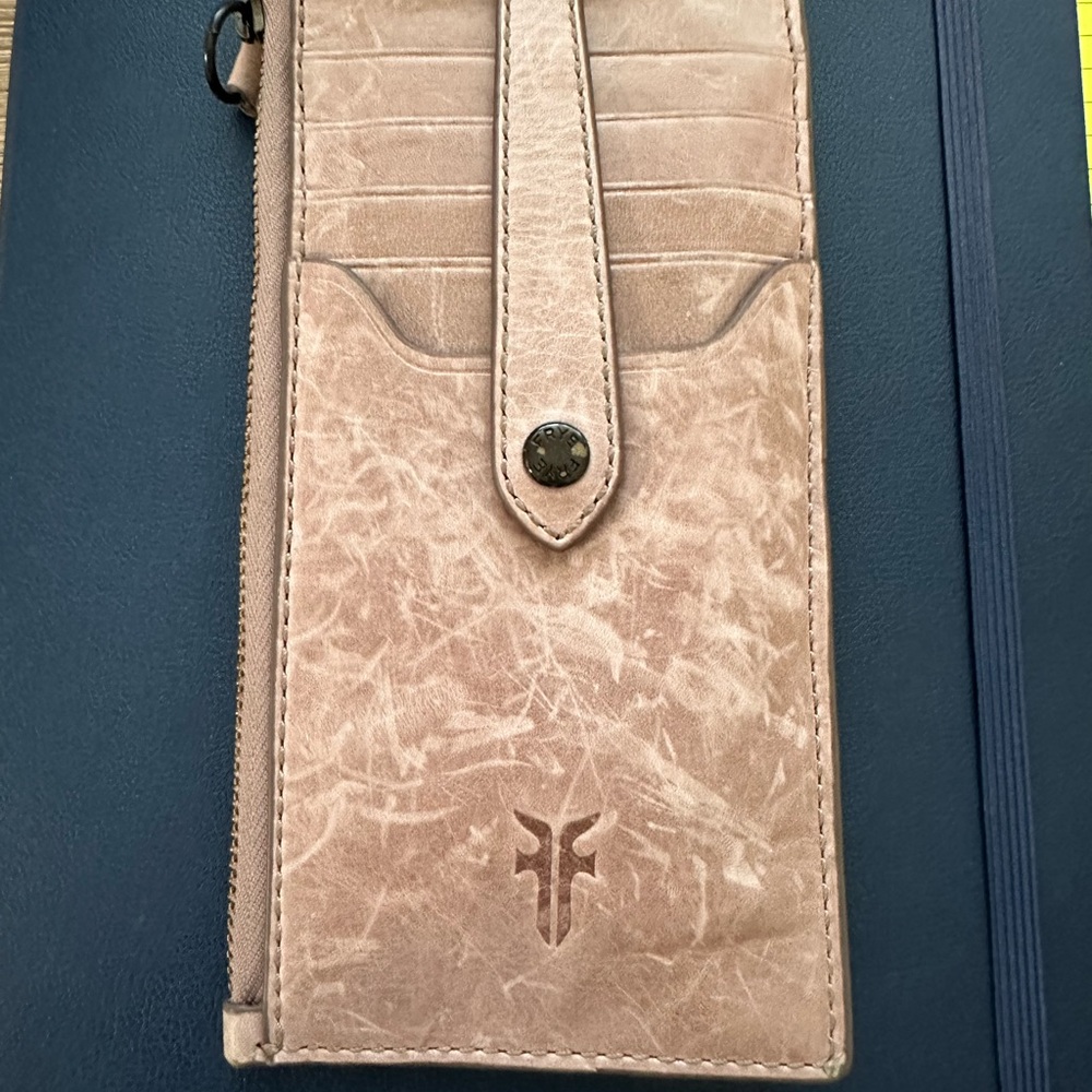 Soft mauve pink/taupe distressed Frye wallet